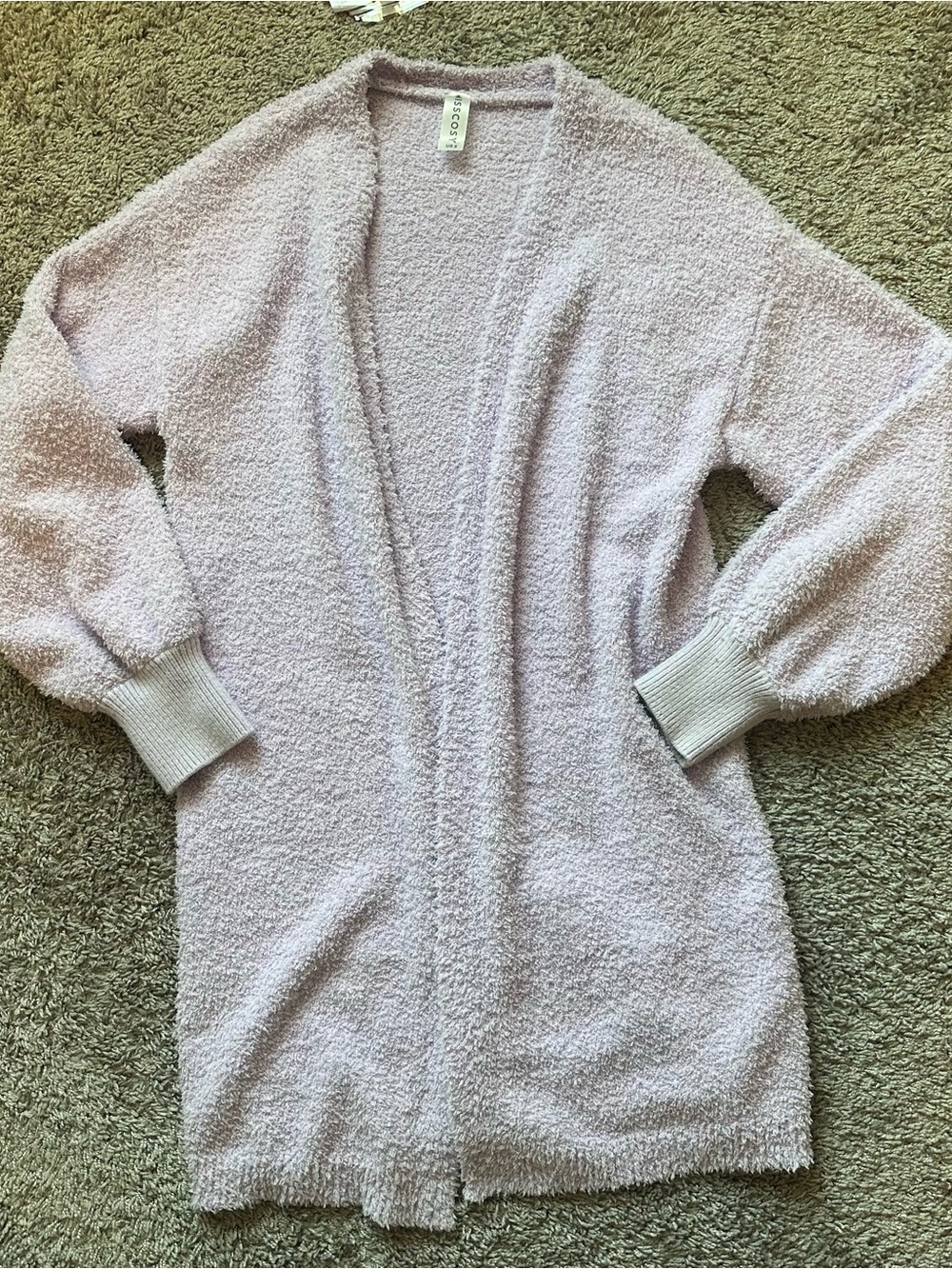 Cozy Open-Front Lavender Plush Cardigan